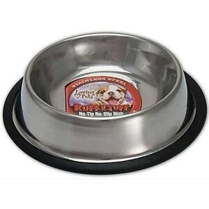 Loving Pets Standard No-Tip Dog Bowl Dish 16-Ounce Stainless Steel Rubber Grip